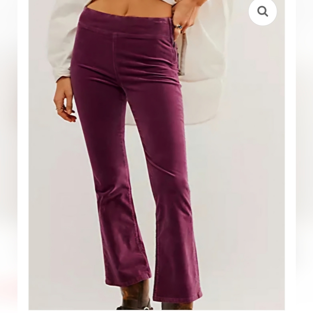 Free People In My Feelings Velvet Cropped Slim Flare Pants In Fig Jam